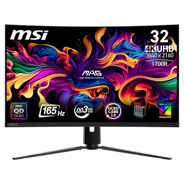 32" MSI MAG 321CUP Curved 4K UHD 165Hz 0.03ms HDR QD-OLED Freesync Gaming Monitor