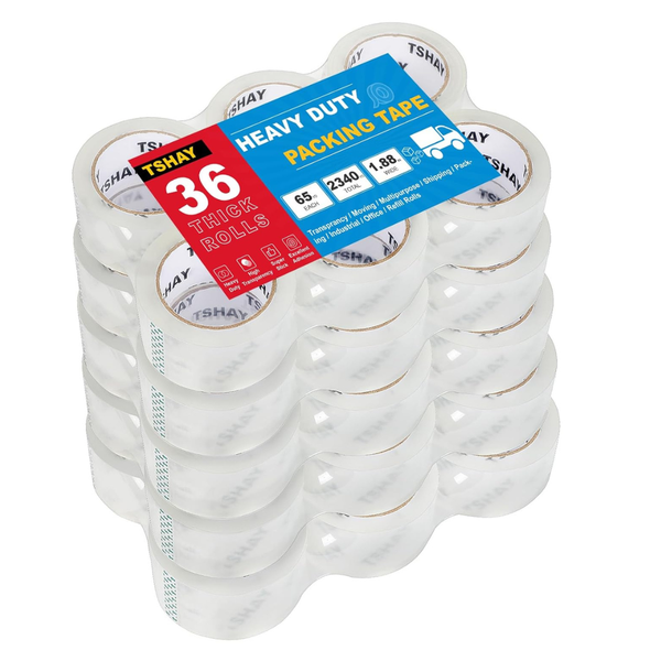36-Pack TSHAY Heavy-Duty Clear Shipping & Moving Packing Tape