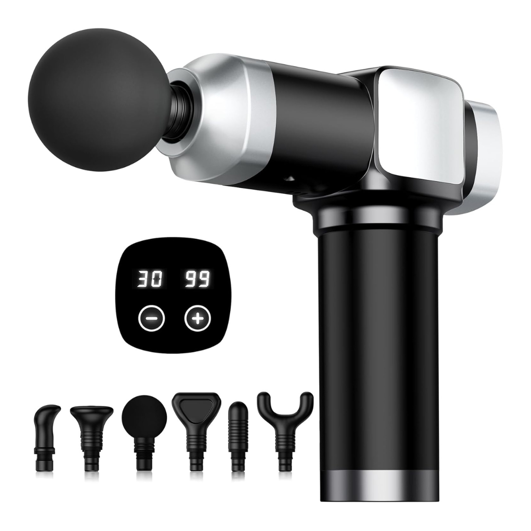 CAMEFER Deep Tissue Massage Gun With 30 Speeds And 6 Attachments