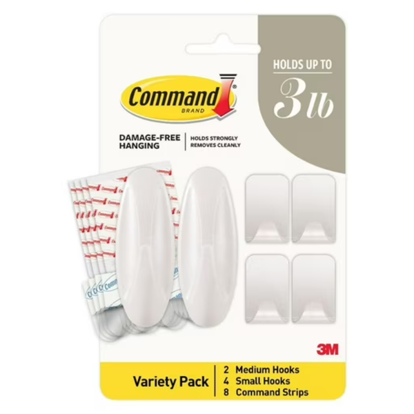 6-Pack 10-Hooks 12-Strips Command Wall Hooks Variety Pack
