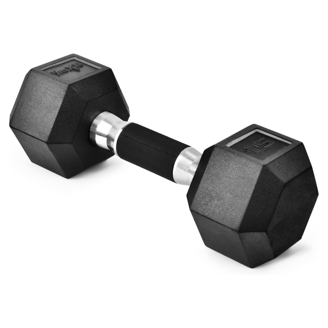 15-Pound Yes4All Hex Dumbbell Rubber Grip Premium Dumbbell
