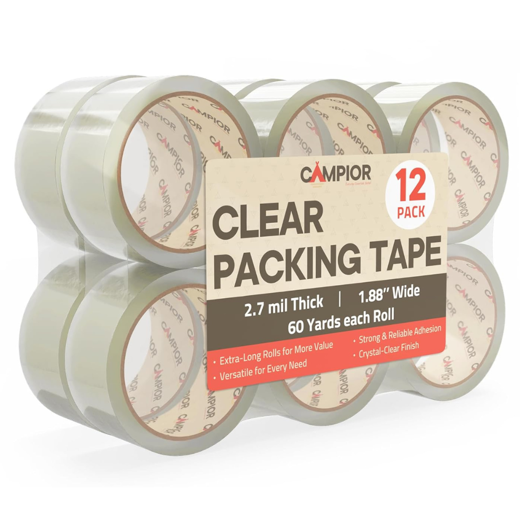 12-Pack Campior Heavy Duty Clear Packing Tape (1.7mil; 1.88" x 60 Yards/Roll)