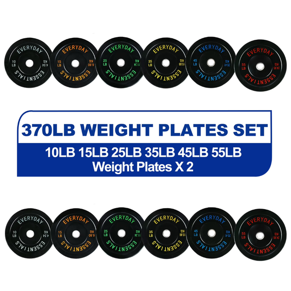 370-Lb BalanceFrom Olympic Bumper Plate Weight Plate Set