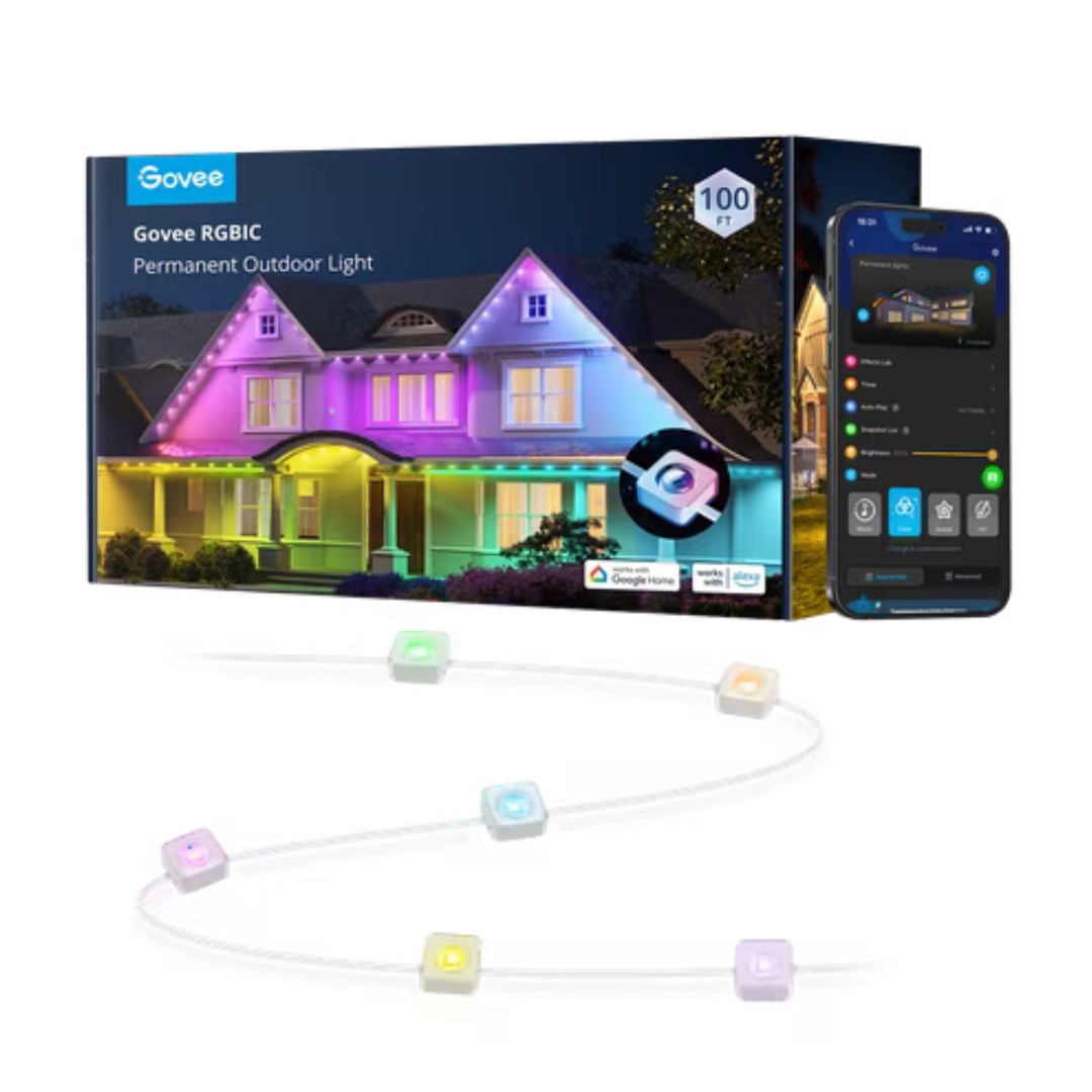 100ft Govee Wi-Fi RGBIC Outdoor Permanent String Lights