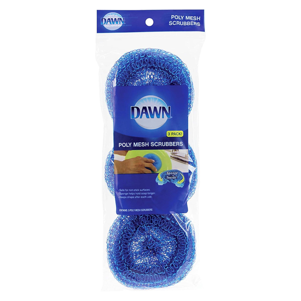 3-Pack Dawn Non-Scratch Poly Mesh Round Scrubber Sponges