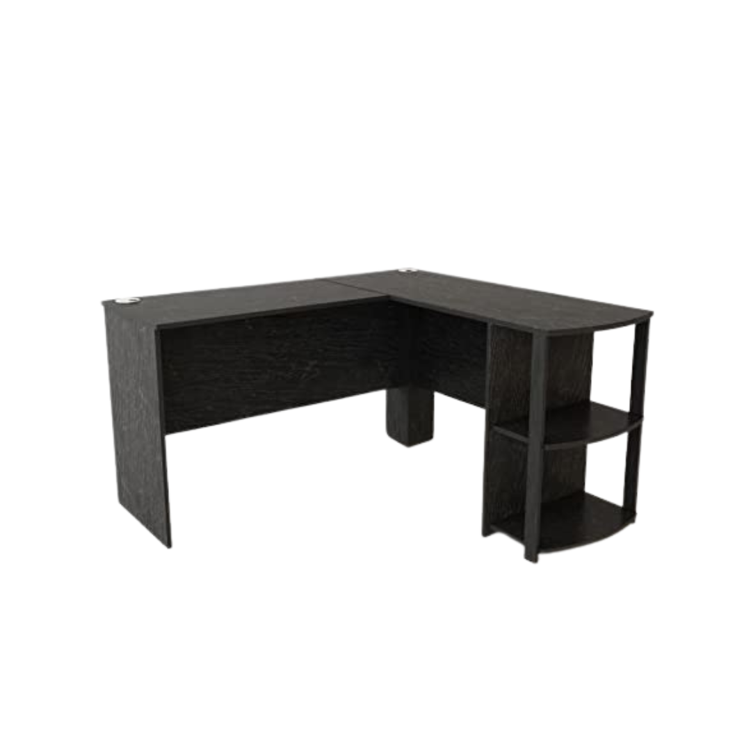 Ameriwood Dakota L-Desk With Bookshelves (Black Oak)