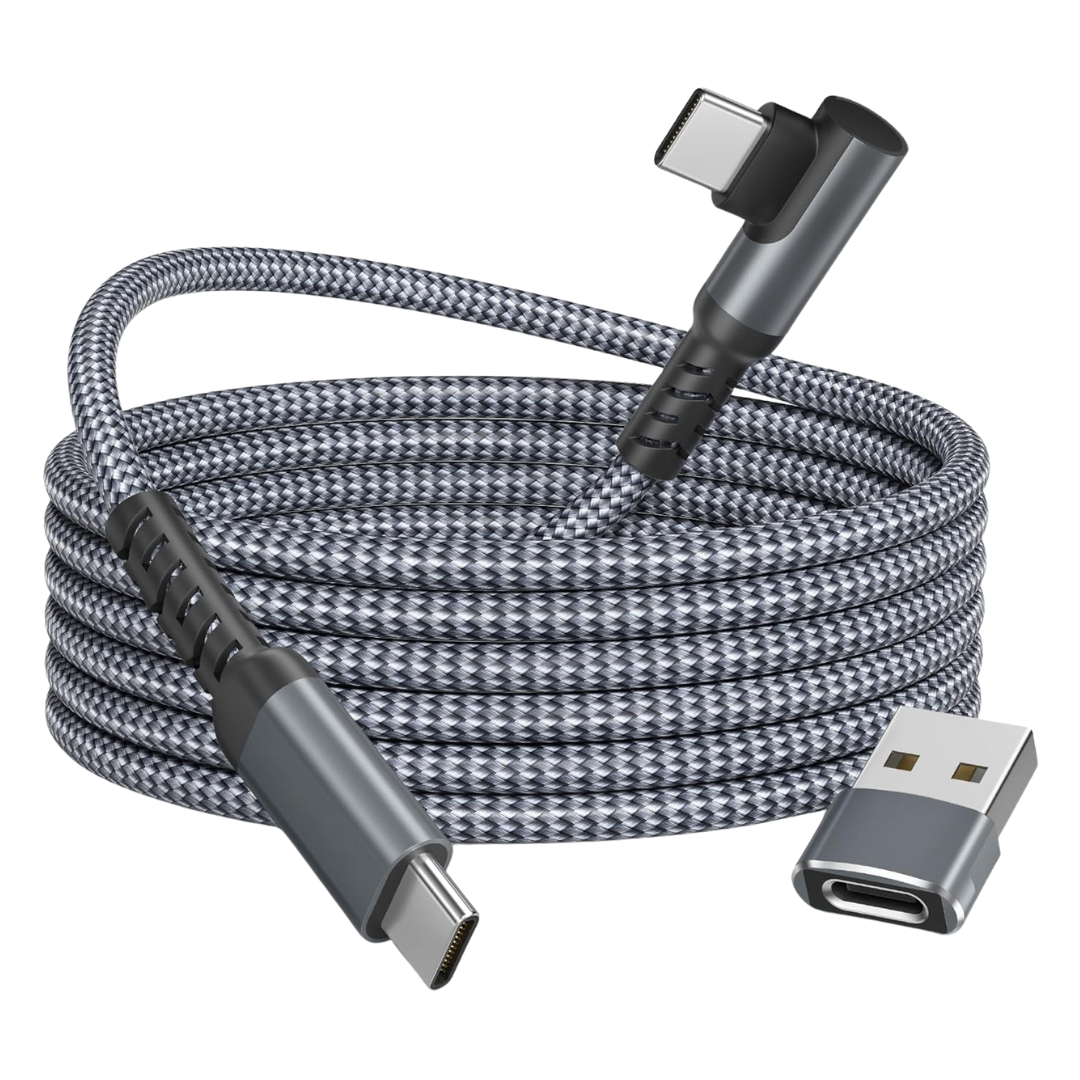10ft Basesailor 100W USB-C To USB-C Right Angle Cable W/ USB-A Adapter