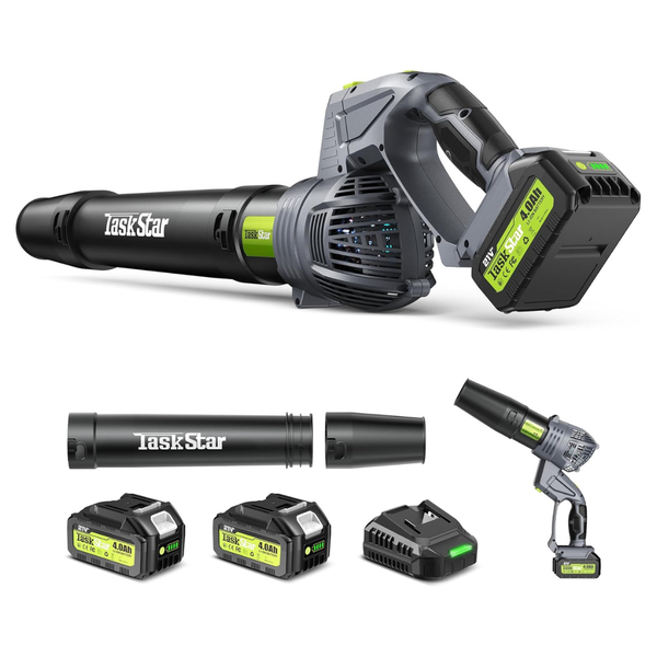 TaskStar Lightweight Cordless Leaf Blower W/ 2x 4.0Ah Batteries & Charger