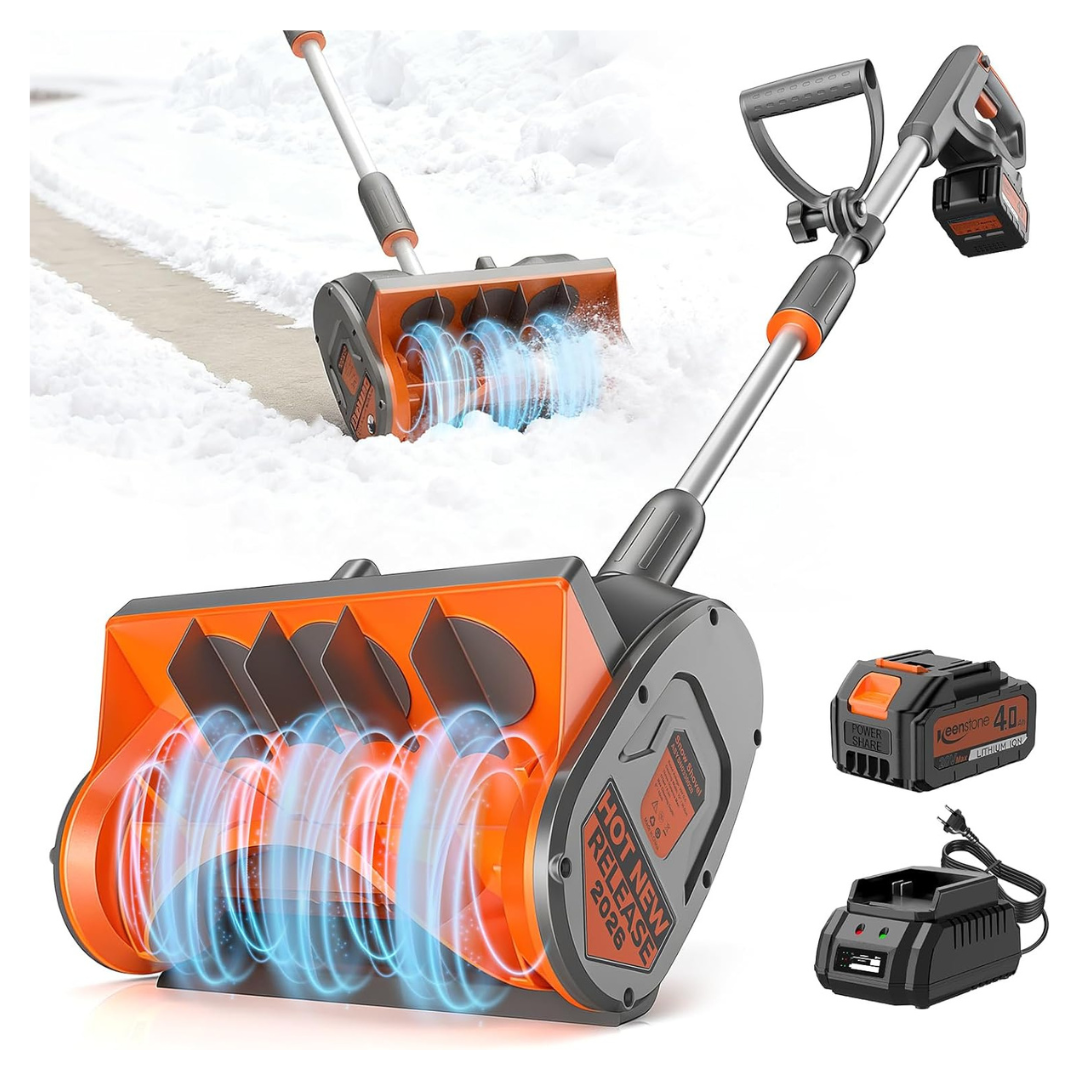 Keenstone 12" Electric Snow Blower With 21V 4.0Ah Battery
