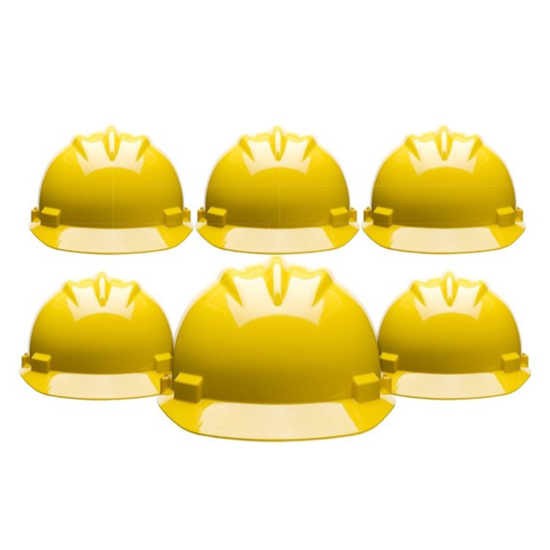 6-Pack West Chester 4-Point Ratchet Suspension Cap Style Hard Hat
