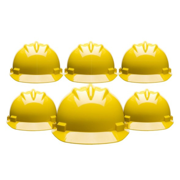 6-Pack West Chester 4-Point Ratchet Suspension Cap Style Hard Hat