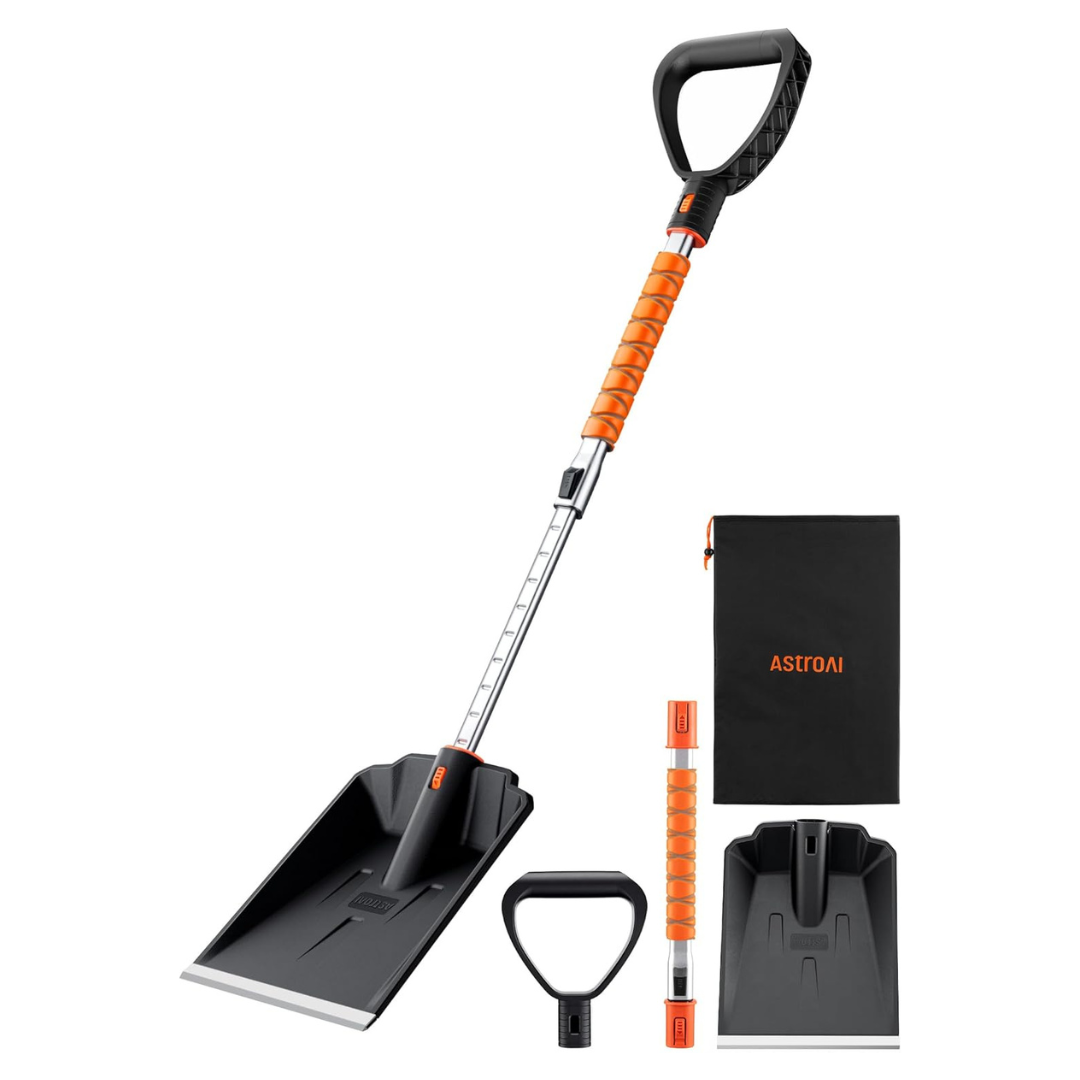 AstroAI 44.5" Adjustable Aluminum Shaft Snow Shovel (Weighs 1.75lb)