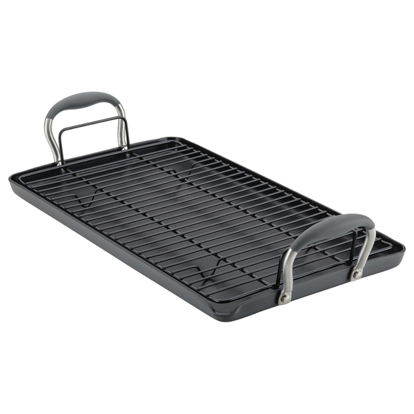 Anolon 18"x10" Hard Anodized Nonstick Double Burner Griddle W/ Roasting Rack