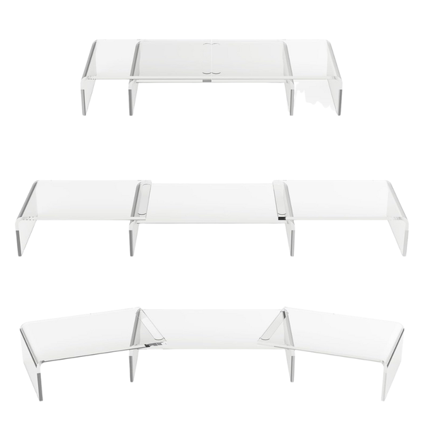 3 Shelves Adjustable Clear Acrylic Dual Monitor Stand Riser