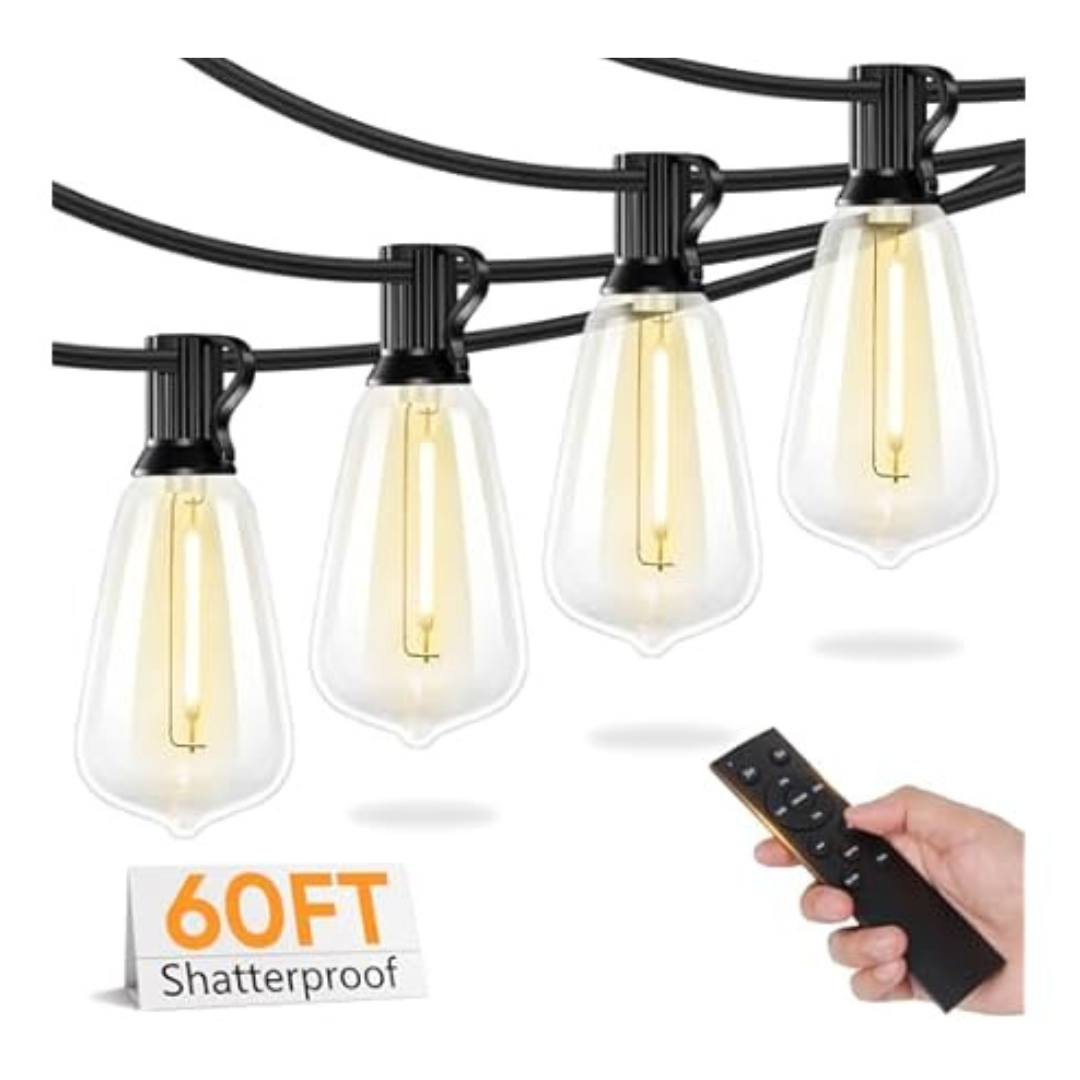 Brightever 60FT LED Outdoor String Lights With Remote