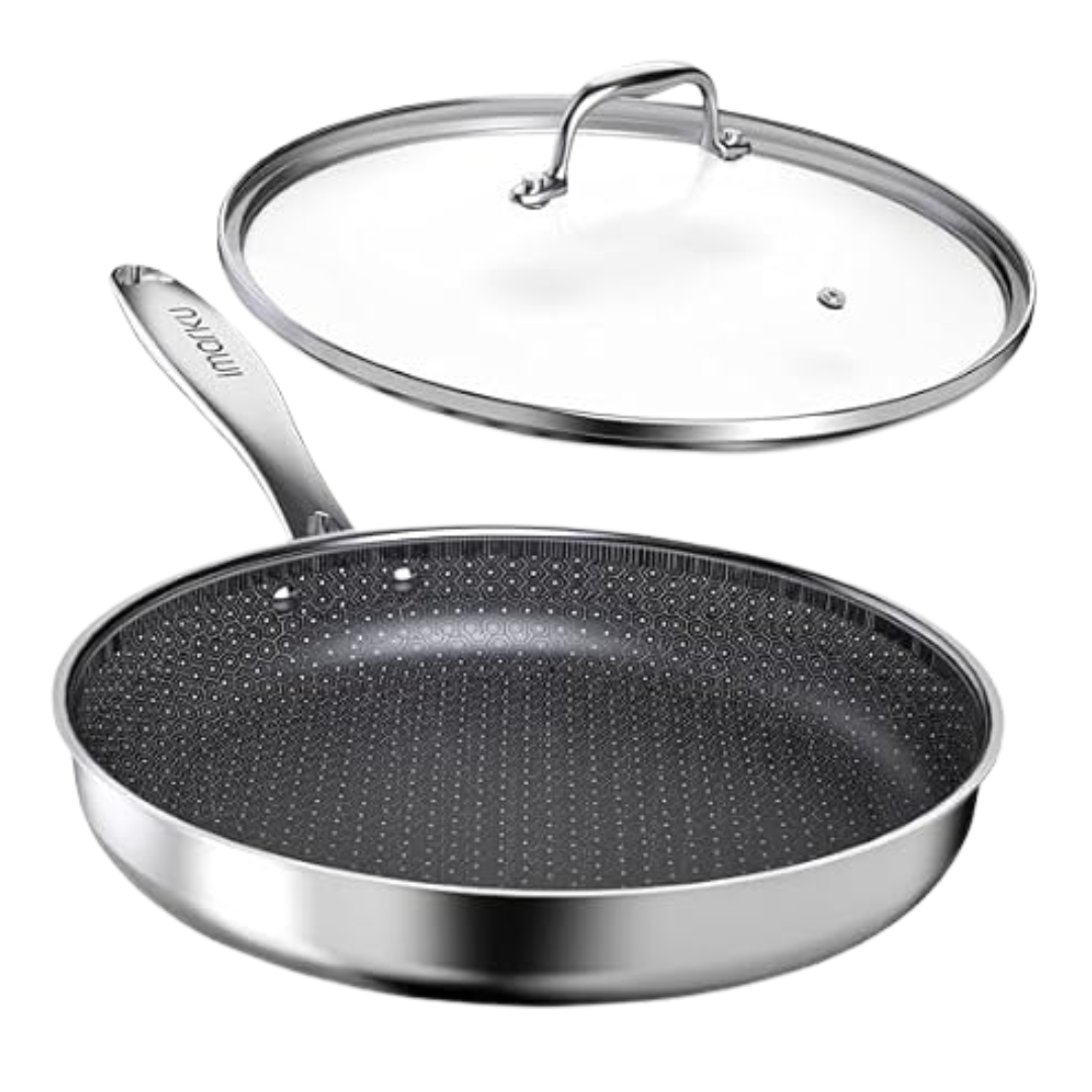 12" Hybrid Skillet Stainless Steel Pan With Lid
