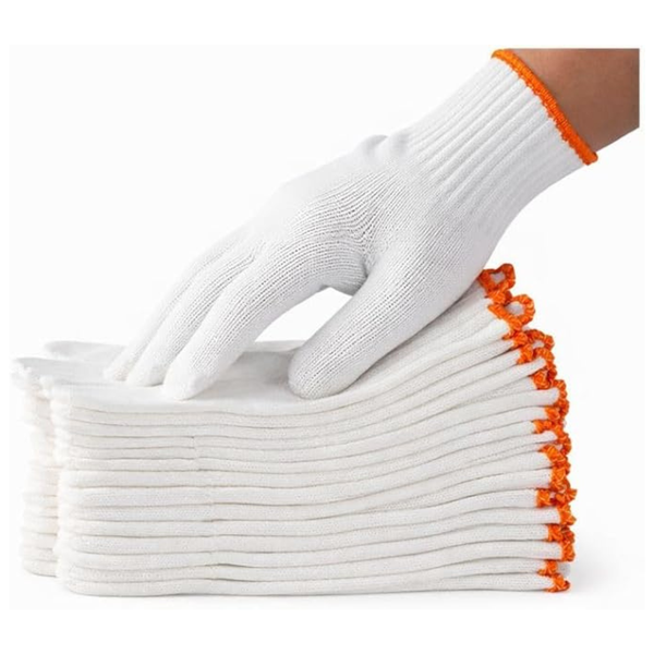 12 Pairs White Cotton Knit Reusable Gloves