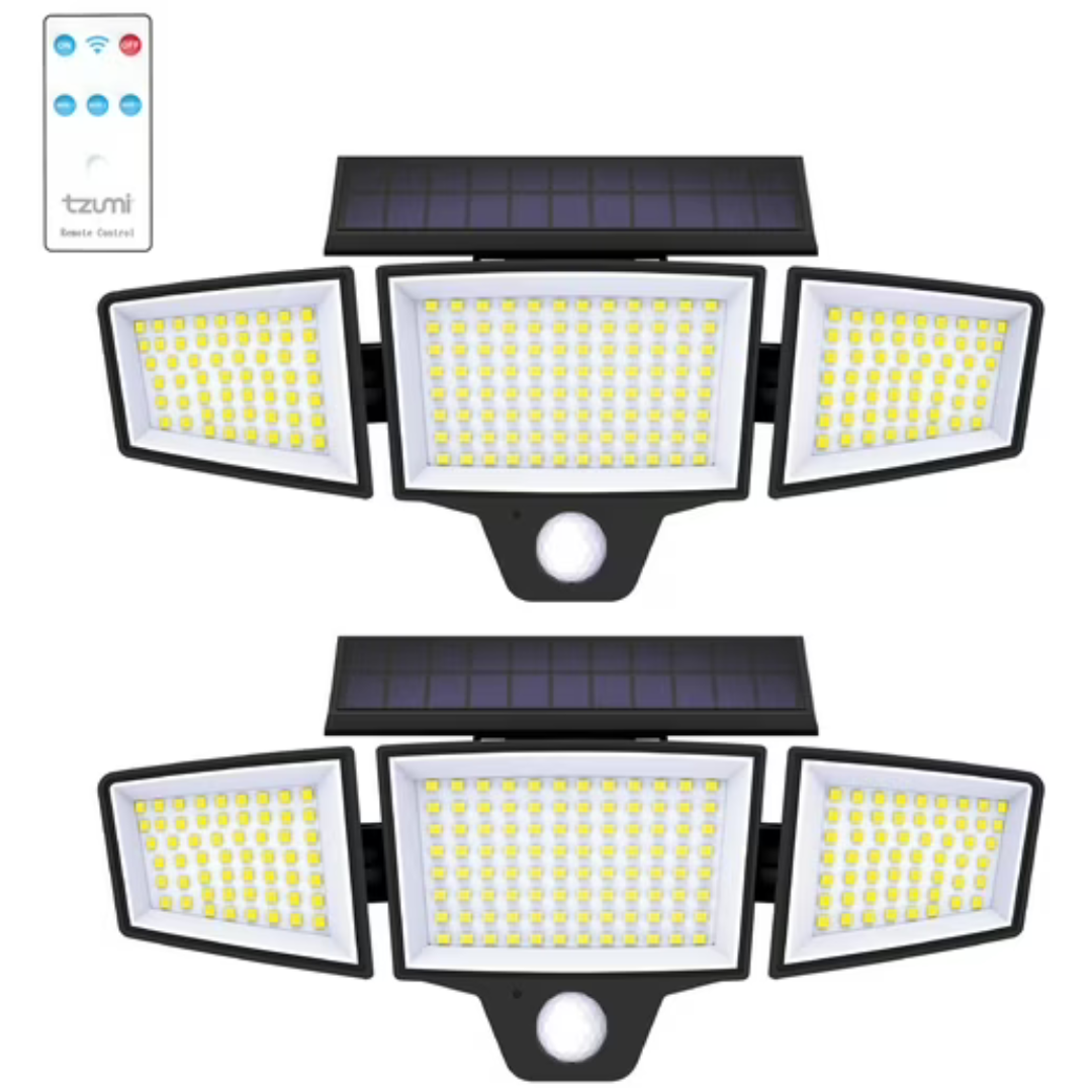 2-Pack Tzumi Solar Motion Sensor Flood Lights With Remote
