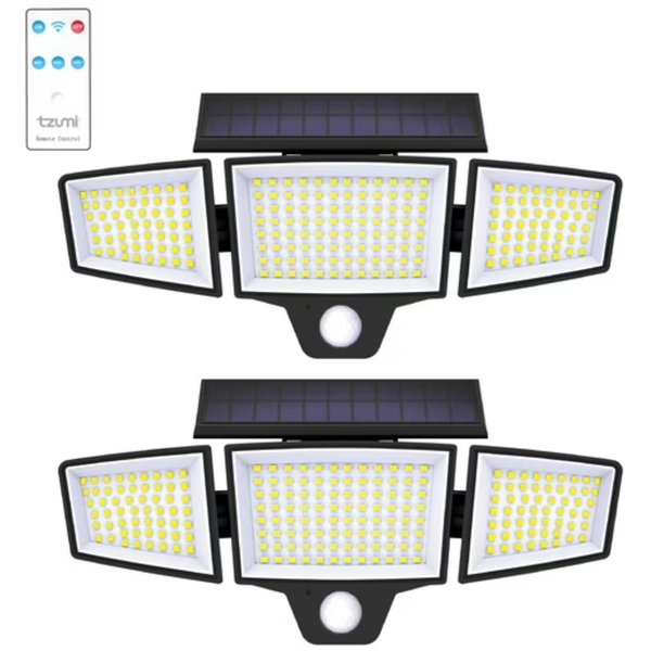 2-Pack Tzumi Solar Motion Sensor Flood Lights With Remote