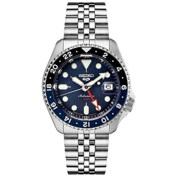 Seiko Men's GMT Automatic 5 Sports Blue Dial Watch (SSK003)