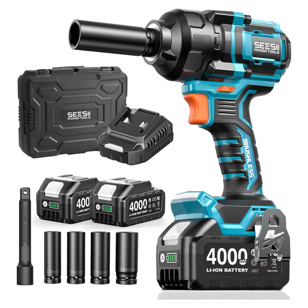 Seesii 1/2'' Cordless Impact Wrench 886 Ft-Lbs High Torque Impact Gun