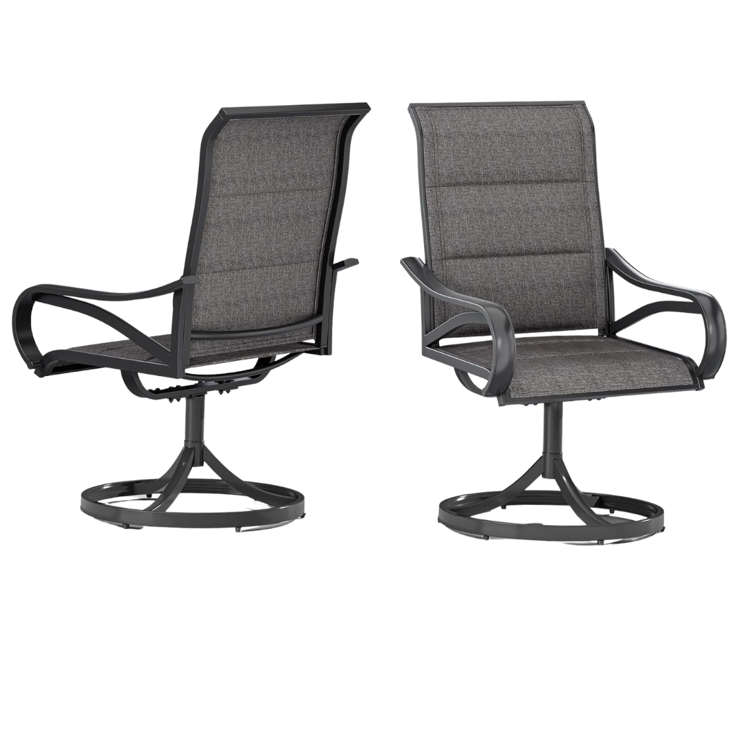 Set Of 2 Dwvo Padded Outdoor Swivel Chairs