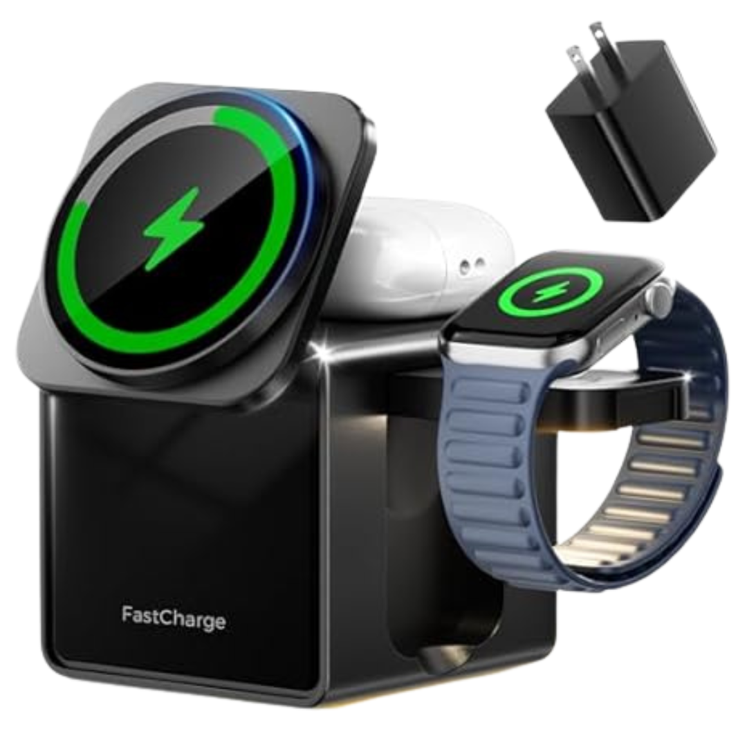 3-In-1 15W Fast Magnetic Wireless Charging Station For Apple Devices