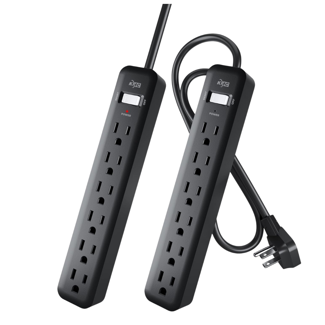 2-Pack KMC 6-Outlet 2ft Extension Cord Power Strip