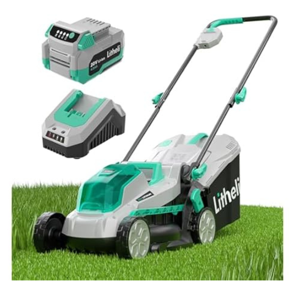 Litheli 13" 20V Electric Cordless Lawn Mower W/ 4Ah Battery & Charger