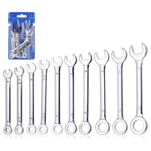 10-Pieces 4-11mm Mini Adjustable Wrench Set
