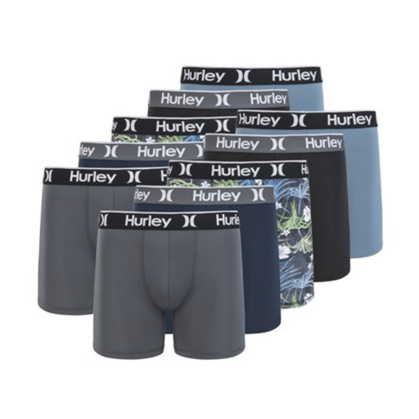 10-Pack Hurley Men's Printed Boxer Briefs (Various)