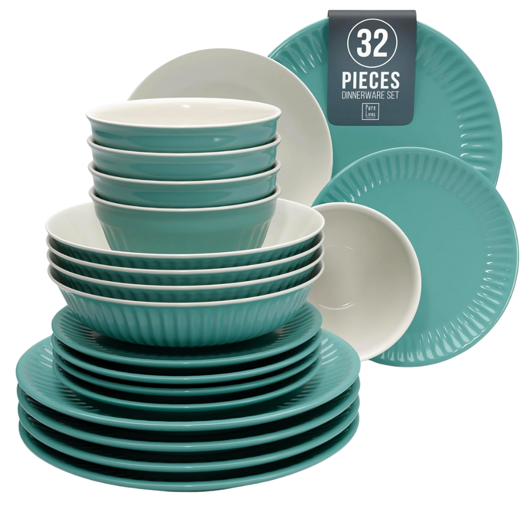 32-Piece Elegant Scandi Design Premium Stoneware Dinnerware Set