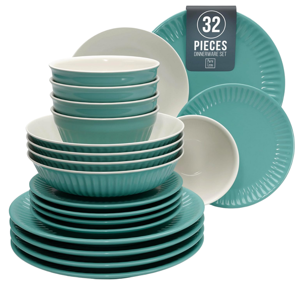 32-Piece Elegant Scandi Design Premium Stoneware Dinnerware Set
