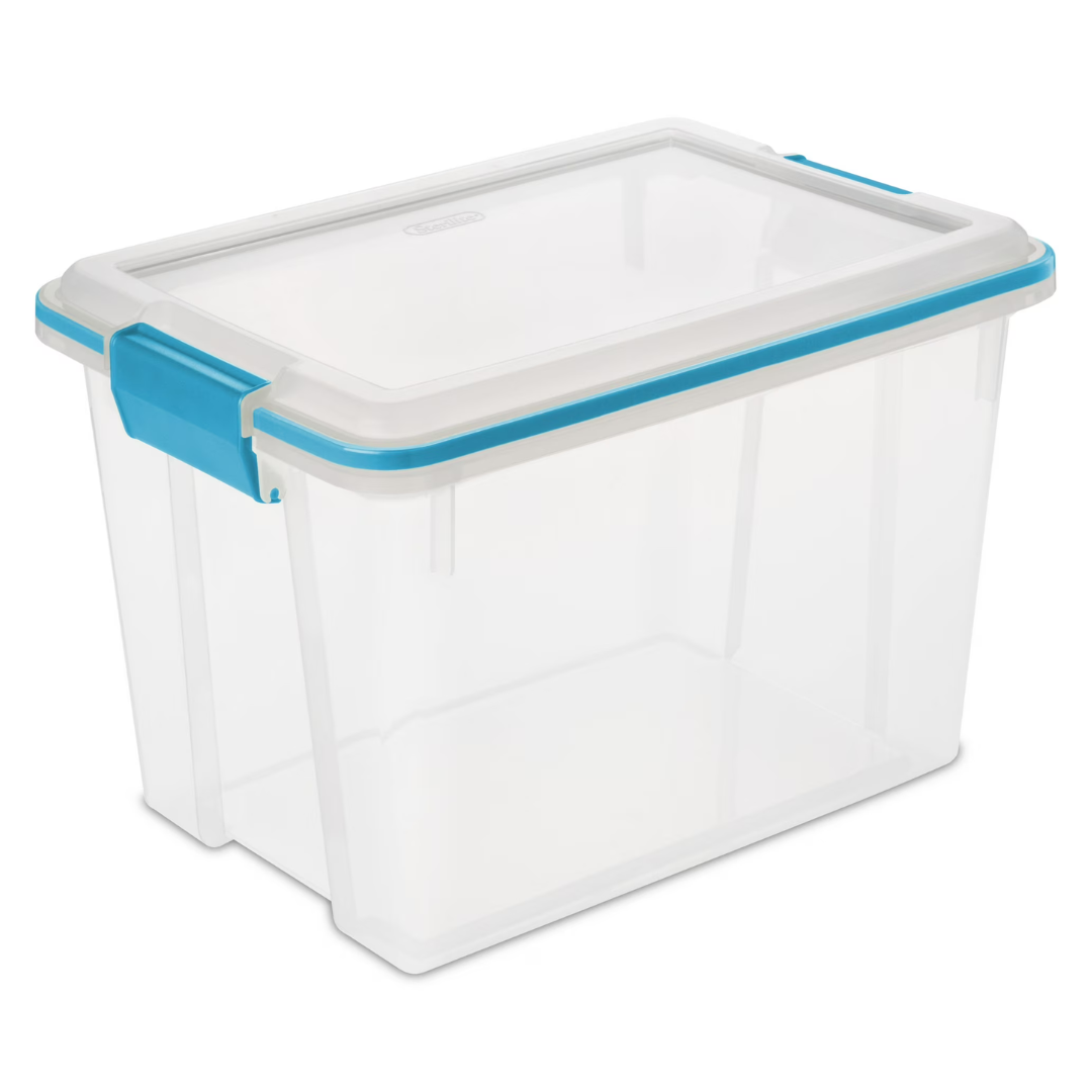 20-Quart Sterilite Storage Container with Gasket Lid (Clear & Blue)