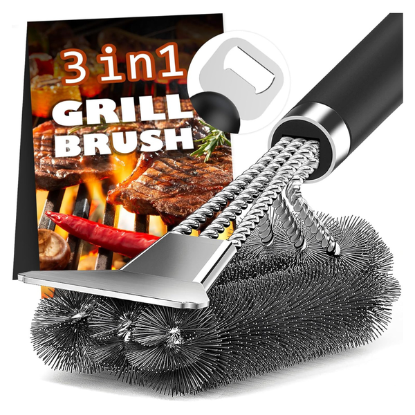 18" BBQ Grill Brush Scraper With Bottle Opener