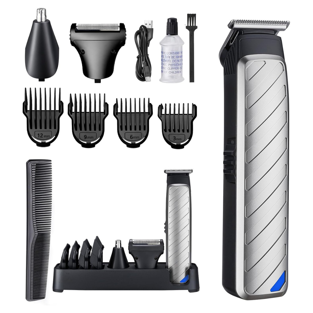 8-in-1 Cordless Hair & Beard Grooming Kit With Stainless Steel Heads