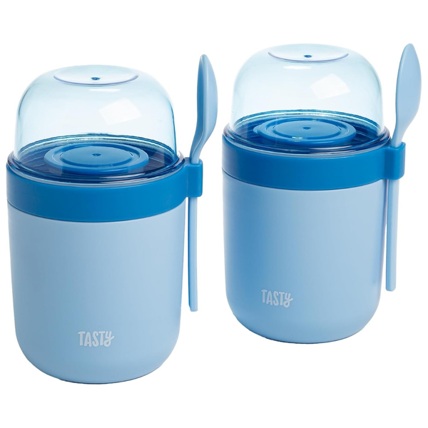 2-Pack Tasty Travel Snack Cups with Spoons (Blue)