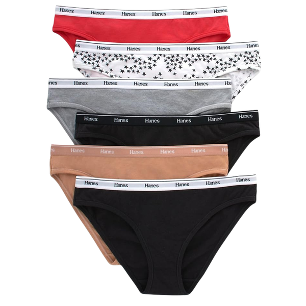 6-Pack Hanes Women's Originals Cotton Breathable Bikini Panties