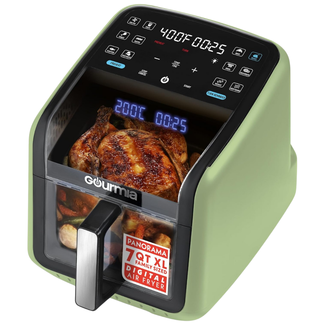 7QT Gourmia Air Fryer With Easy View Panoramic Window & Interior Light