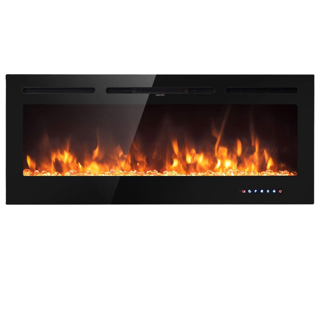 Tangkula 50" Electric Fireplace Insert With Thermostat