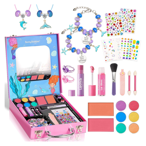 Kids Washable Real Cosmetics Set With Jewelry Making