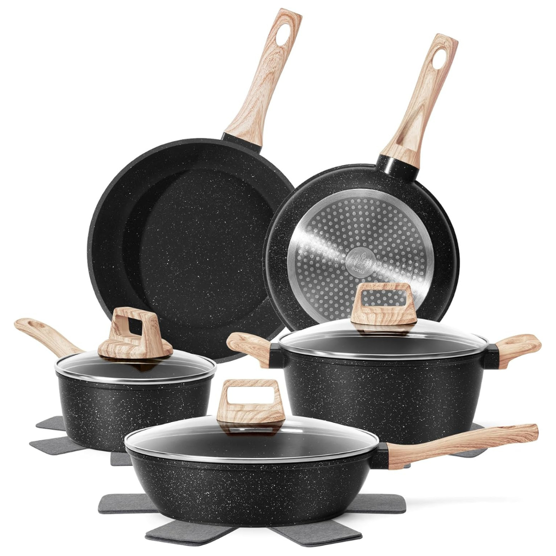 12-Piece Soday PFOS & PFOA Free Nonstick Cookware Granite Cooking Set