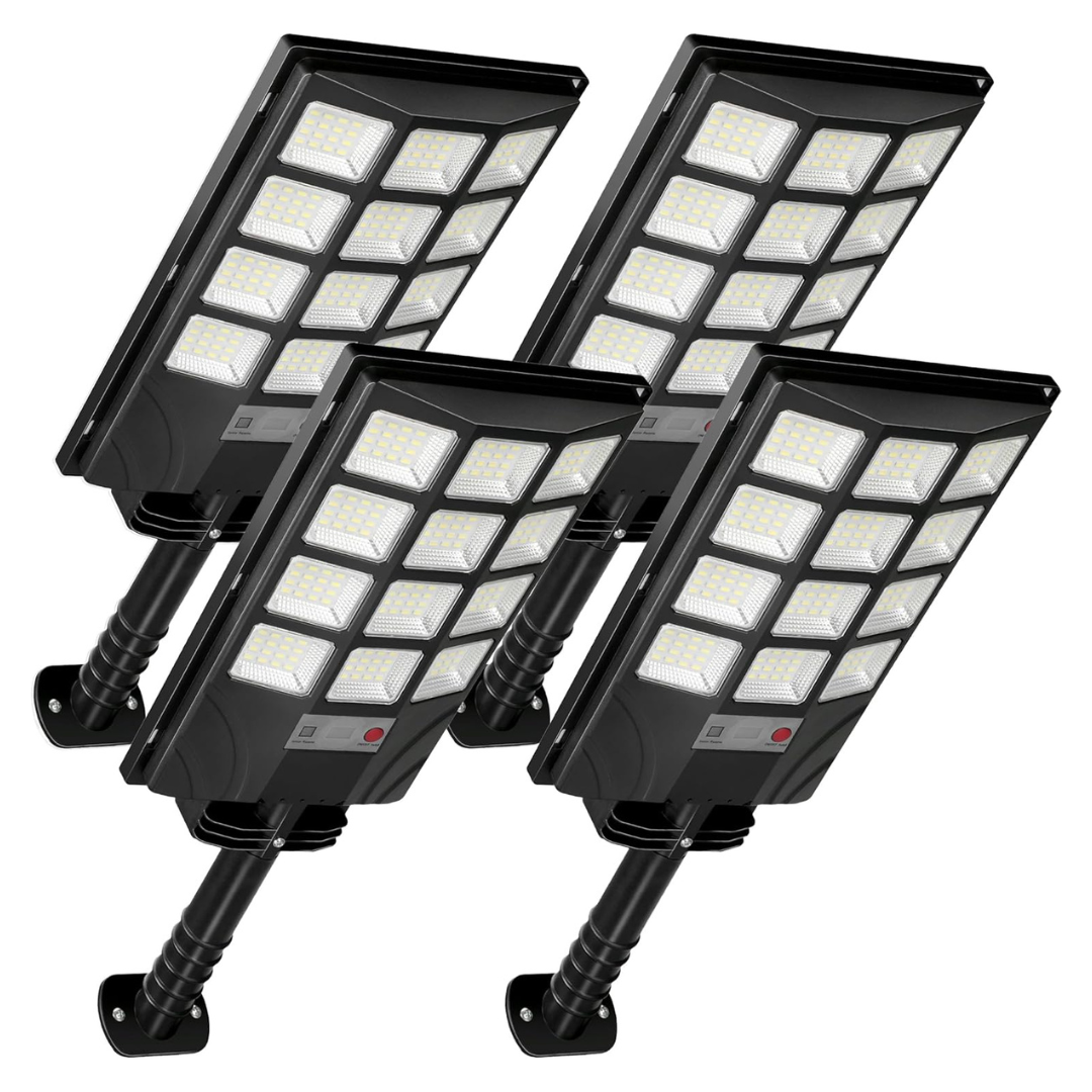 4-Pack 20000lm Solar Street Lights With Dual Motion Sensors