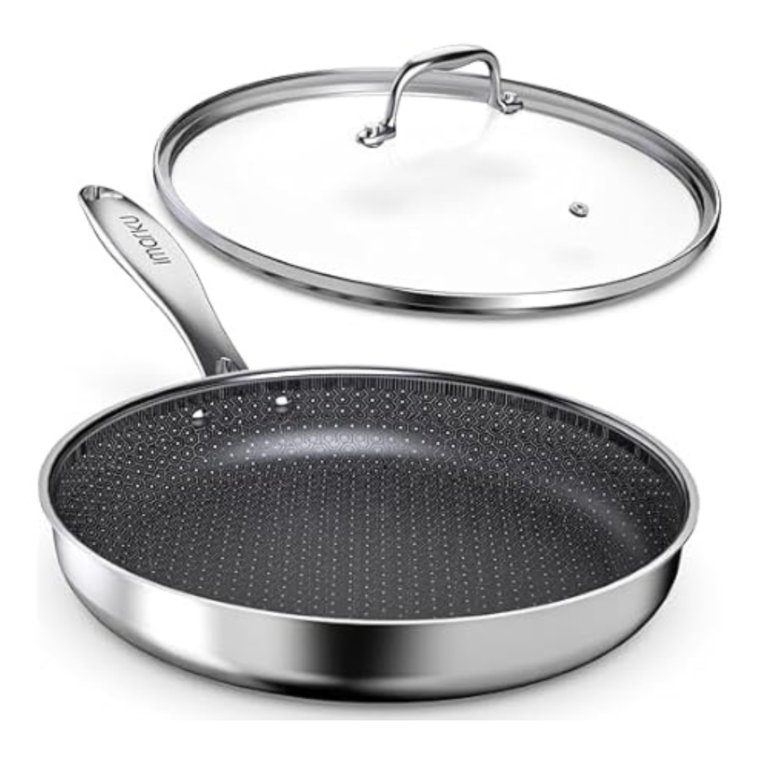 12" Hybrid Skillet Stainless Steel Pan With Lid