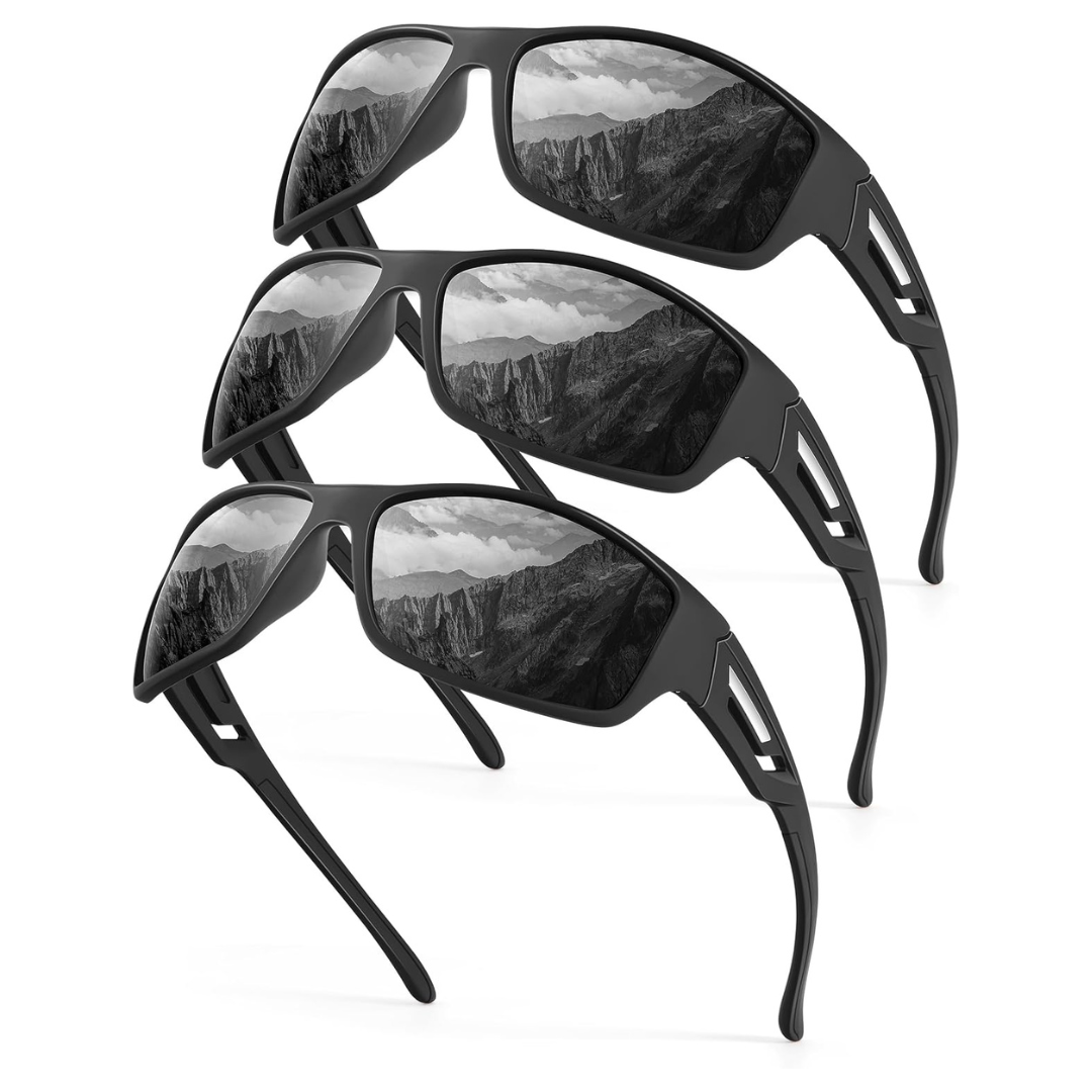 3-Pack Kaliyadi Men's Polarized UV Protection Sports Sunglasses
