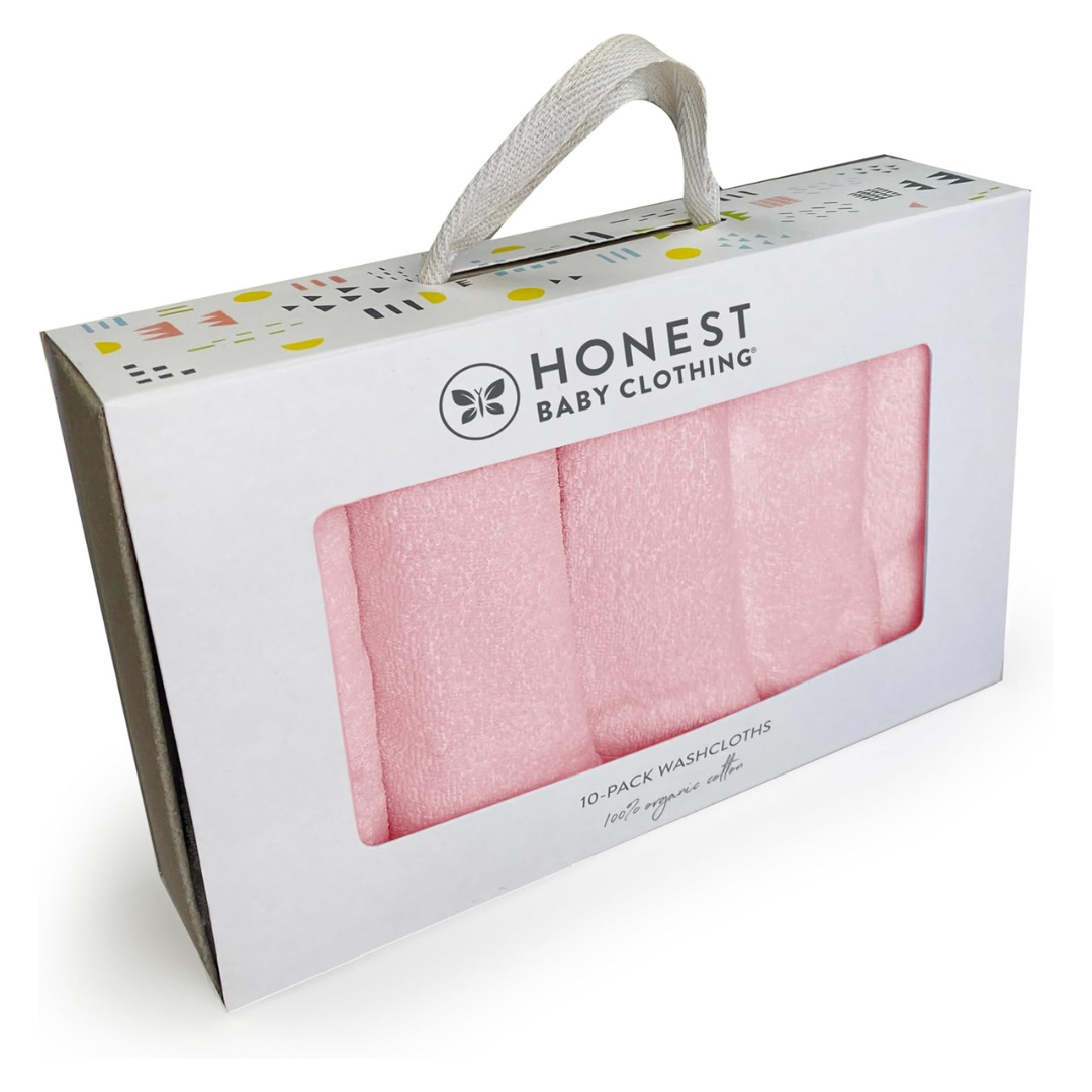 10-Pack 100% Organic Cotton Terry Wash Cloths In Gift Box
