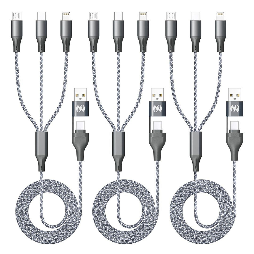 3-Pack Idison 4 Ft 3-In-1 Multi Charging Cables (Various)