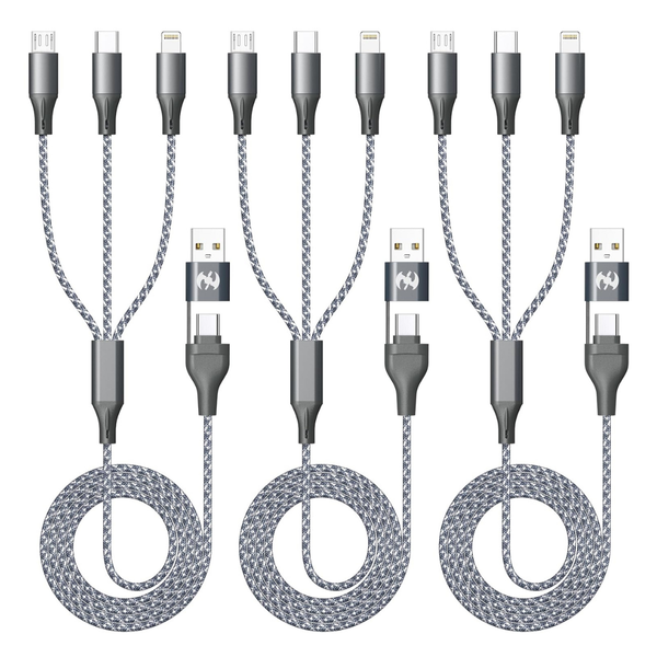 3-Pack Idison 4 Ft 3-In-1 Multi Charging Cables (Various)