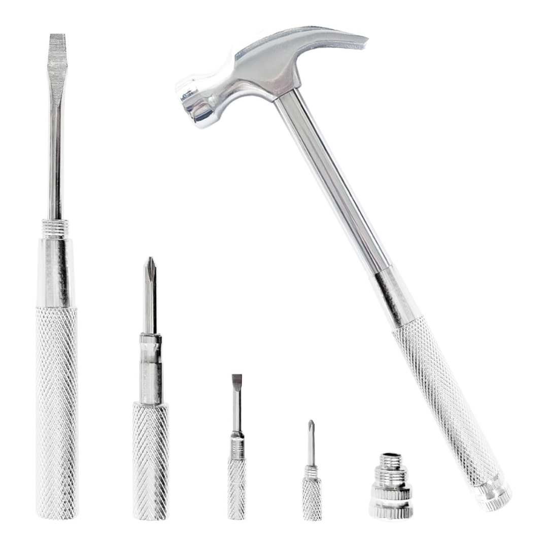 6-In-1 Multitool: Mini Hammer & Screwdriver Set