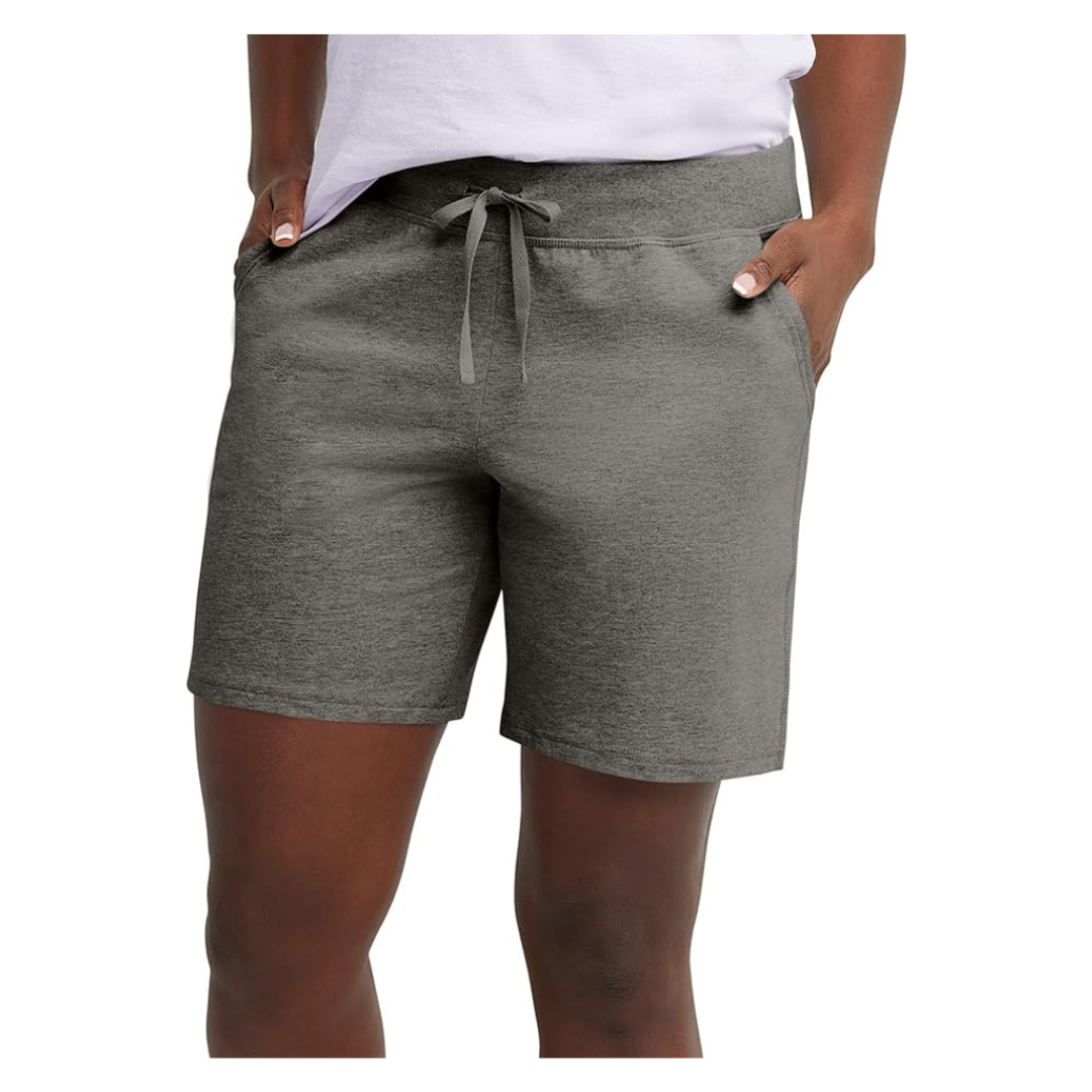 Hanes Women's Drawstring Cotton Jersey 7" Inseam Pocket Shorts